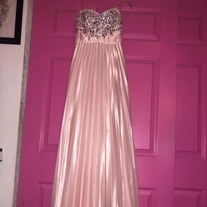Floor length silk baby pink dress-crystal